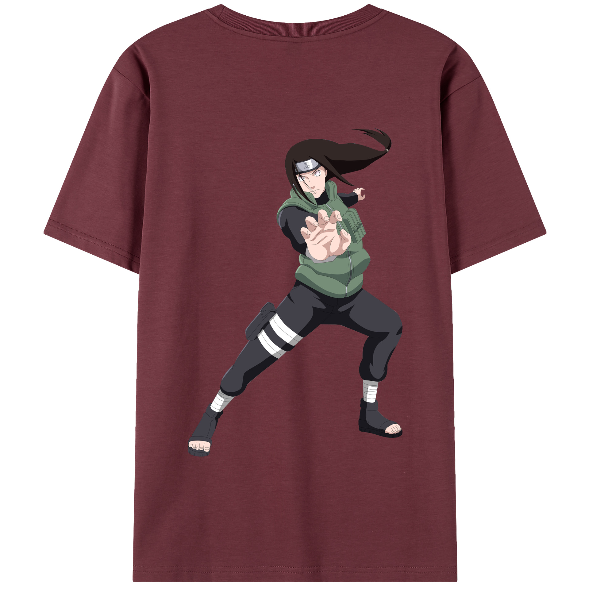 （画像用） NARUTO -ナルト- 日向ネジ Hyūga Neji 綿100％半袖Tシャツ（背面プリント）